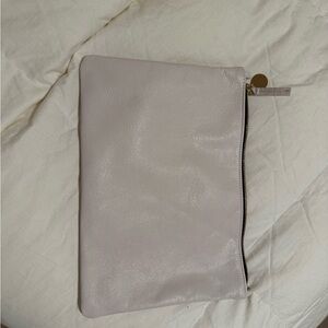 Clare v white leather clutch